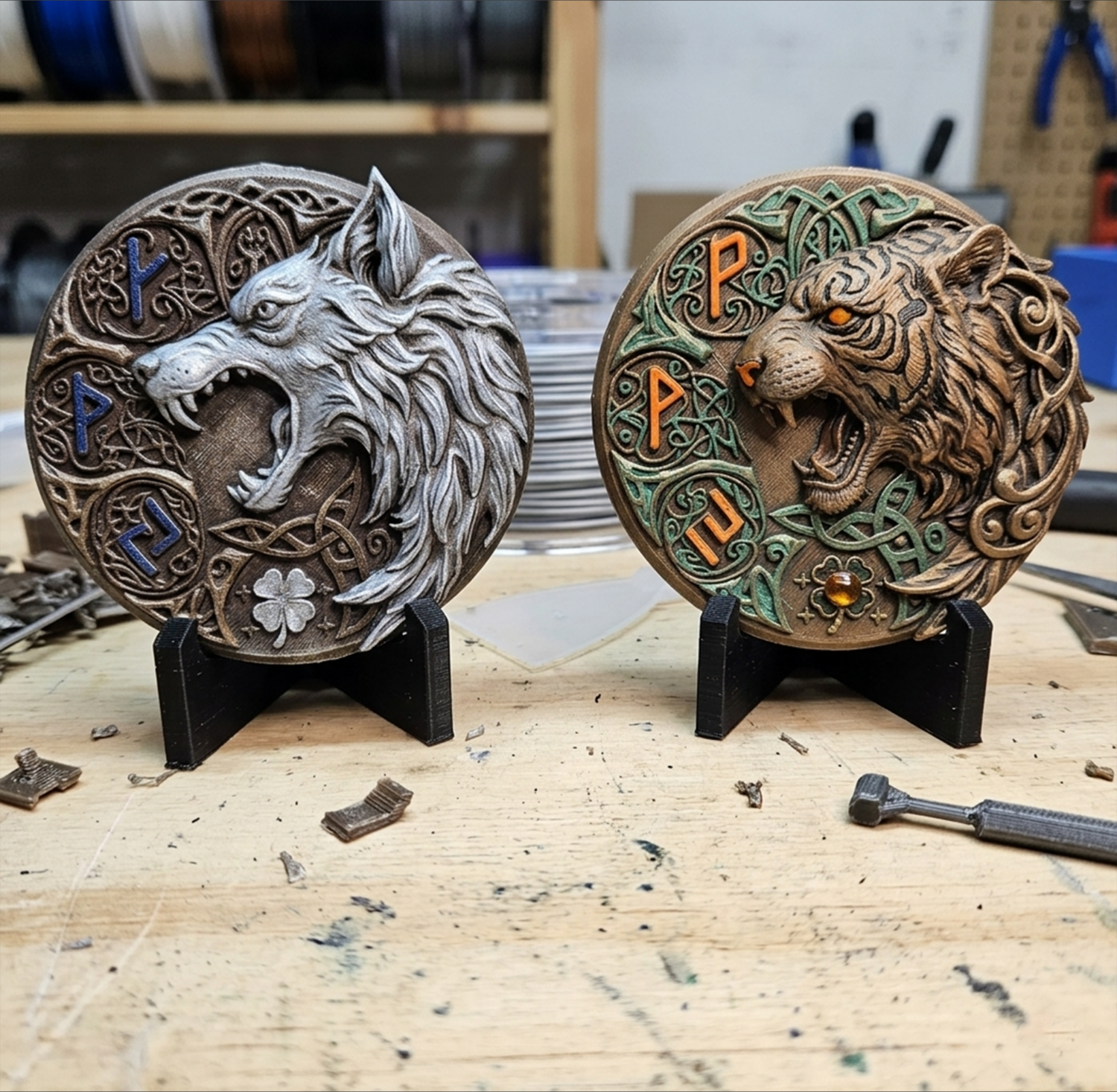 կախարդական մեդալիոն, վագր և գայլ witcher medallion, tiger and wolf медальон ведьмака, тигр и волк ASITE A7
